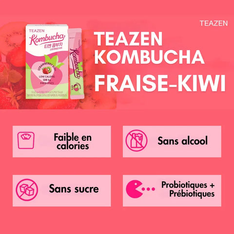 TEAZEN Kombucha Erdbeer-Kiwi – 10 Sticks