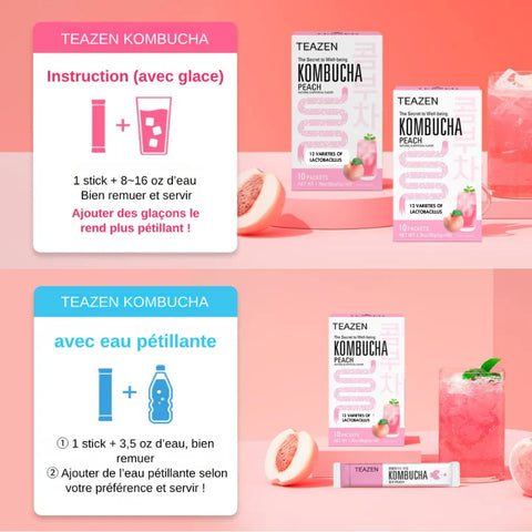 TEAZEN Pfirsich-Kombucha – 10 Beutel