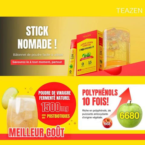 TEAZEN Apfelessig – Wellness &amp; Entgiftung – 10 Sticks